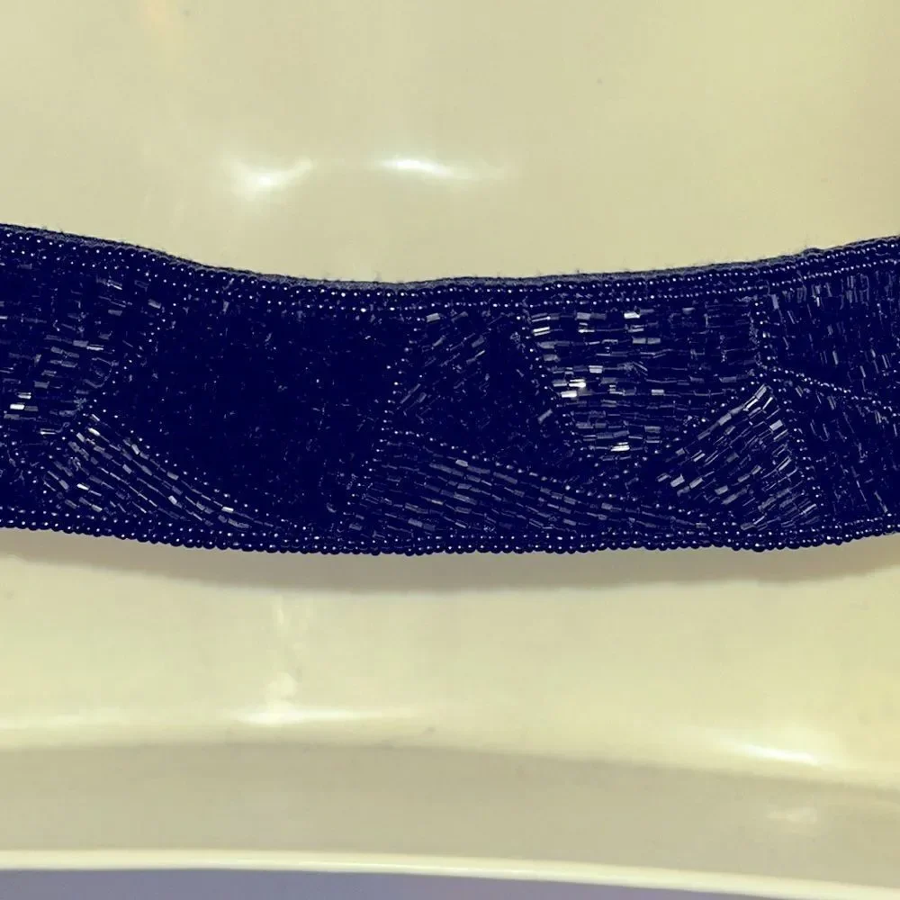 Vintage 80s Crown‎ Pacific black silk beaded dressy belt